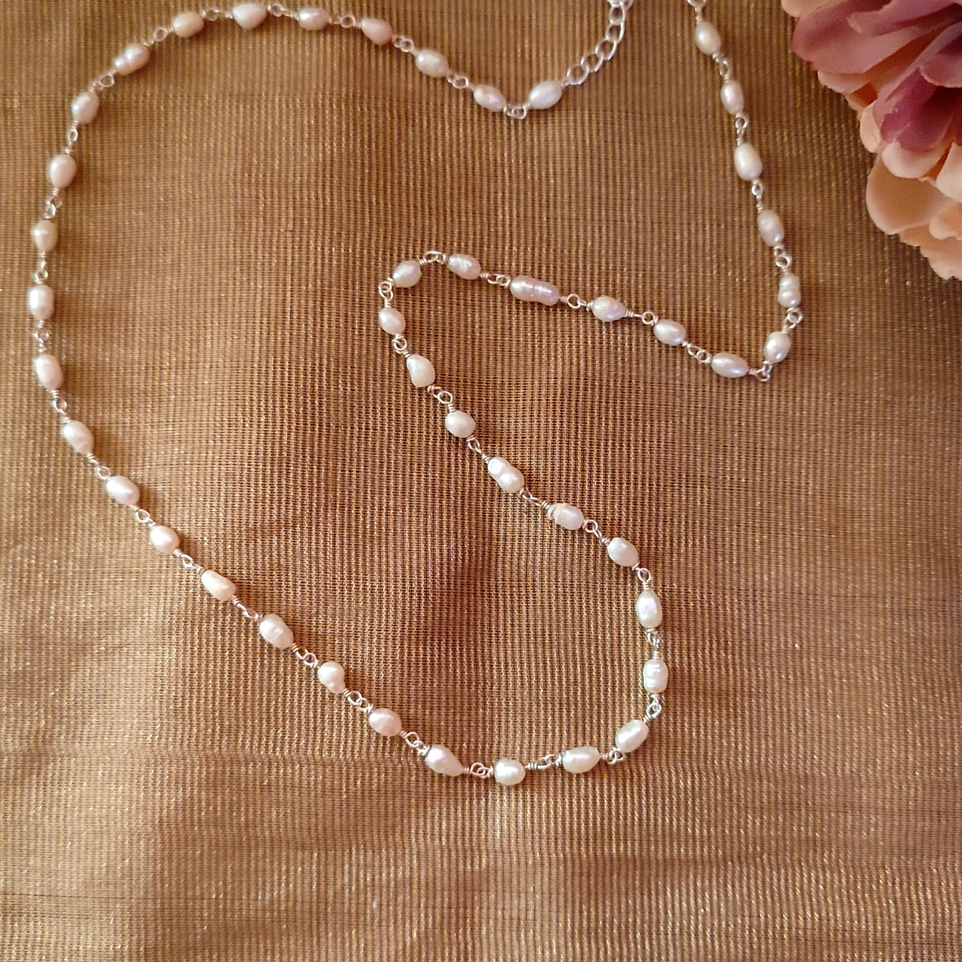 White Natural Pearl Chain 